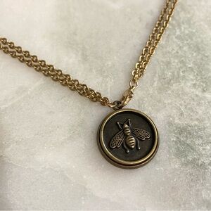 Vintage Gucci Bee Button Necklace Upcycled